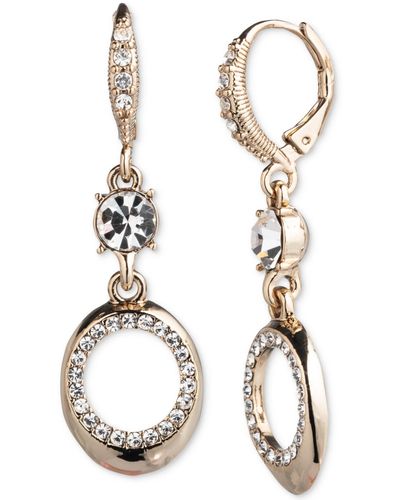 Givenchy Pave & Crystal Double Drop Earrings - Metallic