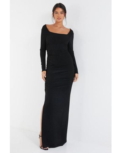 Quiz Brillo Long Sleeve Maxi Dress - Black