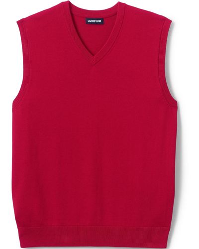 Lands' End School Uniform Cotton Modal Fine Gauge Sweater Vest - Red