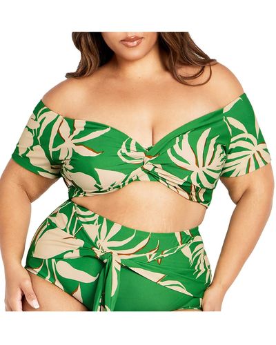 City Chic Ingrid Underwire Print Bikini Top - Green