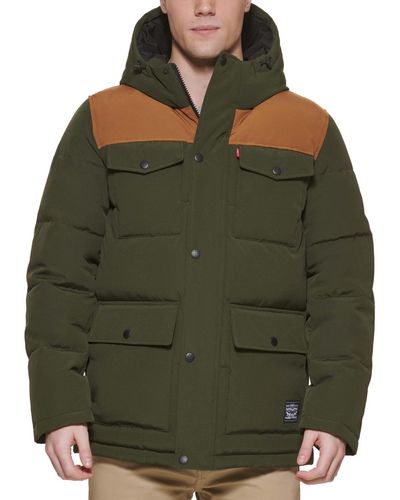 Levi's Quilted Four Pocket Parka Hoody Jacket - Green