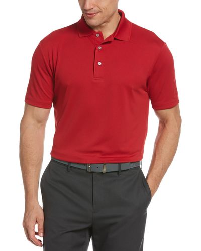 PGA TOUR Big & Tall Airflux Solid Mesh Golf Polo - Red