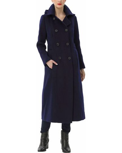 Kimi + Kai Laila Long Hooded Wool Walking Coat - Blue