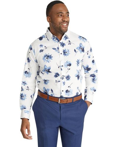Johnny Bigg Camden Floral Print Stretch Shirt - Blue