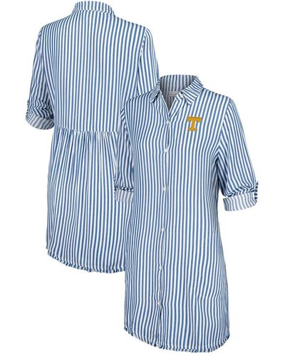 Tommy Bahama Light Blue Georgia Bulldogs Chambray Stripe Cover-up Shirt Dress