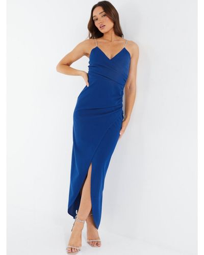 Quiz Embellished Strap Evening Dress - Blue