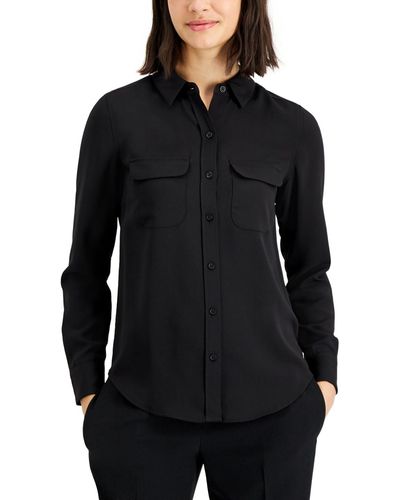 Alfani Button-front Shirt - Black