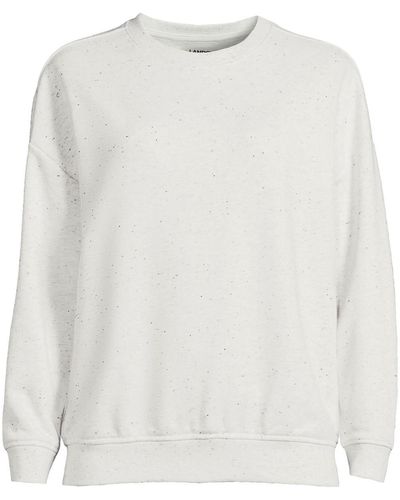Lands' End Petite Long Sleeve Serious Sweats Sweatshirt - White
