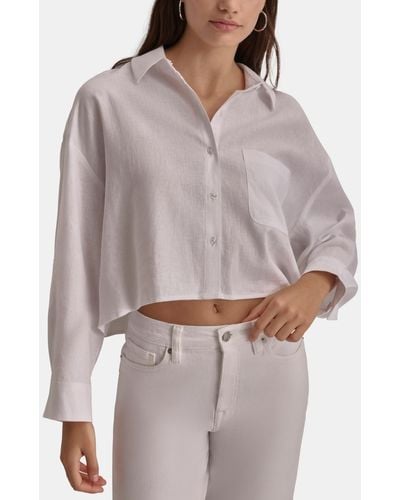 DKNY Oversized Cropped Button-front Shirt - White