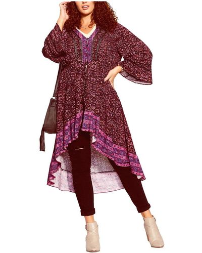 City Chic Trendy Plus Size Marigold Duster - Red