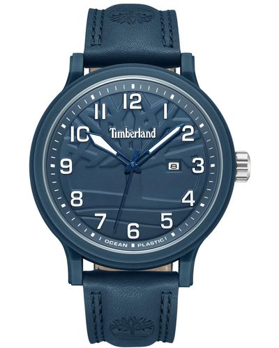 Timberland Quartz Driscoll Dark Genuine Leather Watch 46mm - Blue