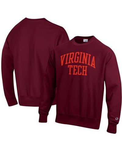 Champion Virginia Tech Hokies Arch Reverse Weave Pullover Sweatshirt - Red