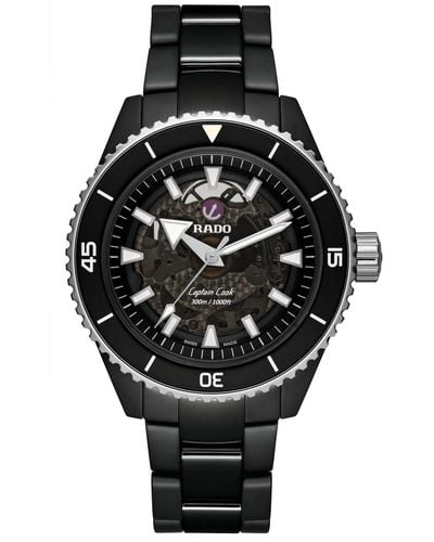 Rado Swiss Automatic Captain Cook High Tech Ceramic Bracelet Watch 43mm - Black