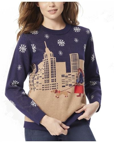 Jones New York City Girl Crewneck Sweater - Blue