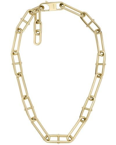 Fossil Heritage D Link Stainless Steel Chain Necklace - Metallic