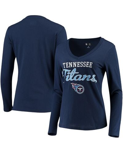 G-III 4Her by Carl Banks Tennessee Titans Post Season Long Sleeve V-neck T-shirt - Blue