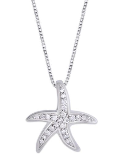 Macy's Diamond 1/6 Ct. T.w. Starfish Pendant Necklace - Metallic