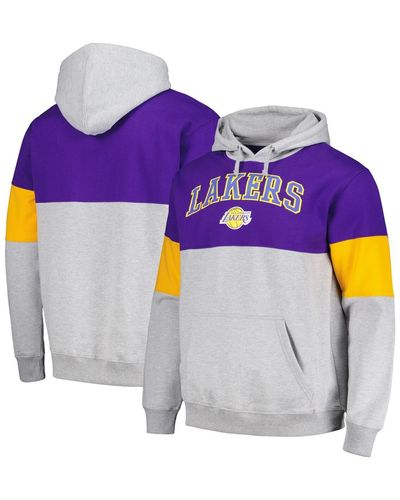 Fanatics Los Angeles Lakers Contrast Pieced Pullover Hoodie - Purple