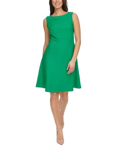 Tommy Hilfiger Rib-knit Button-shoulder Dress - Green