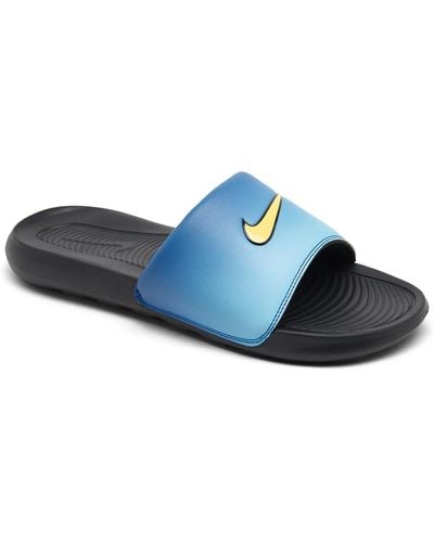 Nike Victori One Fade Print Slide Sandals From Finish Line - Blue