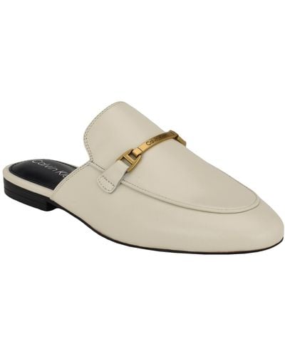 Calvin Klein Sidoll Almond Toe Slip-on Casual Loafers - White