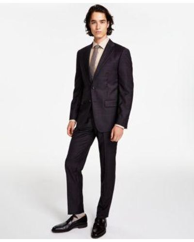 Calvin Klein Slim Fit Wool Blend Stretch Suit Separates - Blue