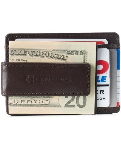 Alpine Swiss Rfid Minimalist Money Clip Front Pocket Wallet Slim Id Holder - Black