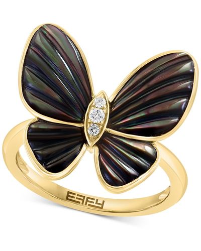 Effy Effy Mother Of Pearl & Diamond Accent Butterfly Statement Ring - Black
