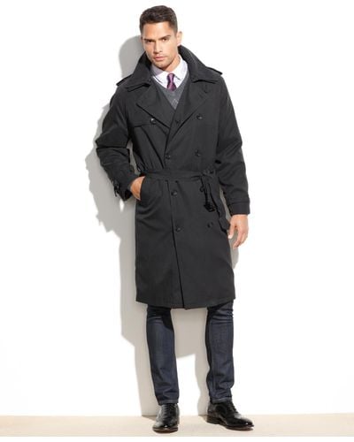 London Fog Coat, Iconic Belted Trench Raincoat - Black