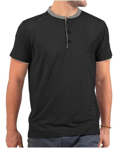 Mio Marino Short Sleeve Henley T-shirt - Black