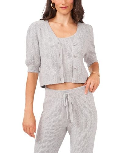 1.STATE Button-front 3/4-sleeve Cardigan - Gray