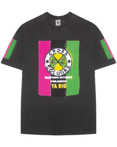 Cross Colours Airbrushed Flag Logo T-shirt - Black