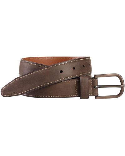 Johnston & Murphy Oiled Contrast Stitched Belt - Brown