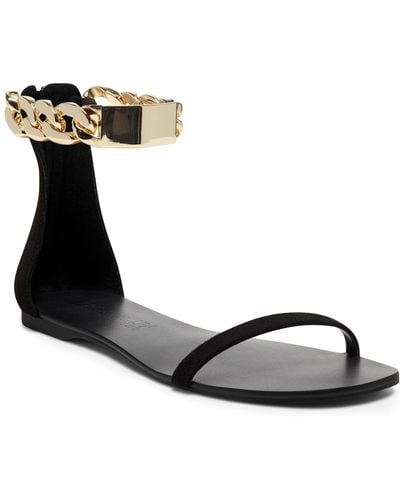 INC International Concepts Aminah Abdul Jillil For Inc Satiya Chain Flat Sandals, Created For Macy's - Black