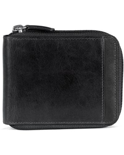 Mancini Casablanca Collection Rfid Secure Center Zippered Wallet - Black