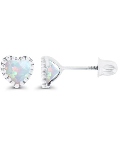 Macy's Created Opal Heart Screwback Earrings - White