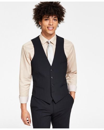 BarIII Slim-fit Wool Suit Vest - Black