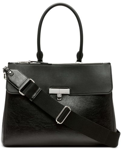 Calvin Klein Becky Turnlock Triple Compartment Convertible Tote - Black