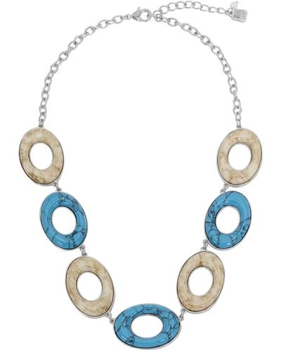 Robert Lee Morris Semi-precious Mixed Stone Oval Bib Necklace - Blue