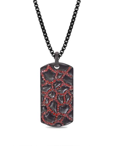 LuvMyJewelry Sterling Silver Garnets Fiery Ascent Design Rhodium Plated Tag Chain - White