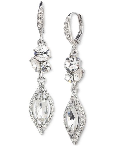 Givenchy Gold-tone Pave & Color Crystal Double Drop Earrings - White