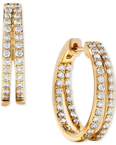 Macy's Diamond Inside Out Double Hoop Earrings (1 Ct. T.w. - Metallic