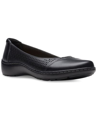 Clarks Cora Iris Leather Slip-on Loafers - Black
