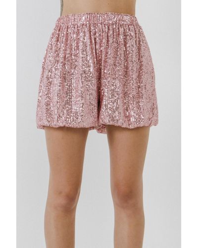 Endless Rose Sequins Blouson Shorts - Pink