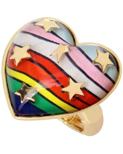 Betsey Johnson Rainbow Heart Stretch Ring - Multicolor