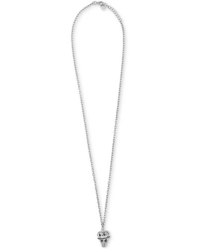 Philipp Plein 3d Crowned $kull Cable Chain 29-1/2" Pendant Necklace - White