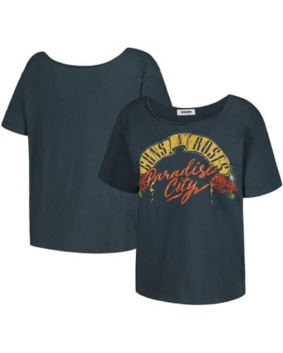 Daydreamer Guns N Roses Off-shoulder Graphic T-shirt - Blue