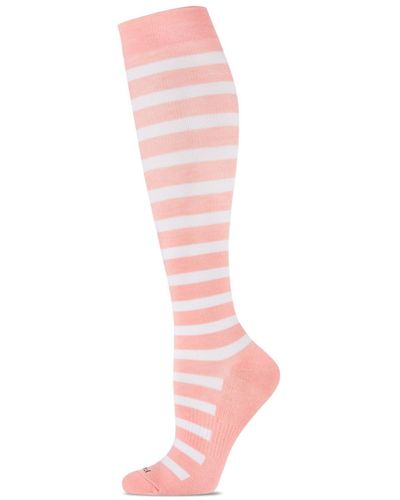 Memoi Cabana Stripe Compression Socks - Pink