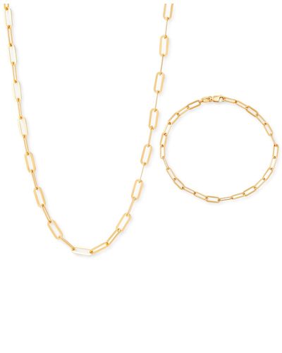 Giani Bernini 2-pc. Set Paperclip Link Chain Necklace & Matching Bracelet - Metallic
