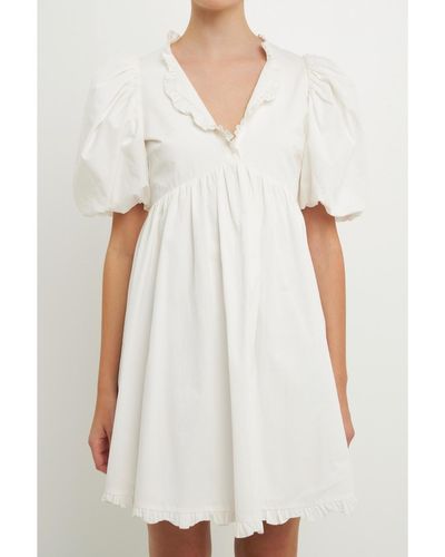 Endless Rose Ruffle Detail Mini Dress - White